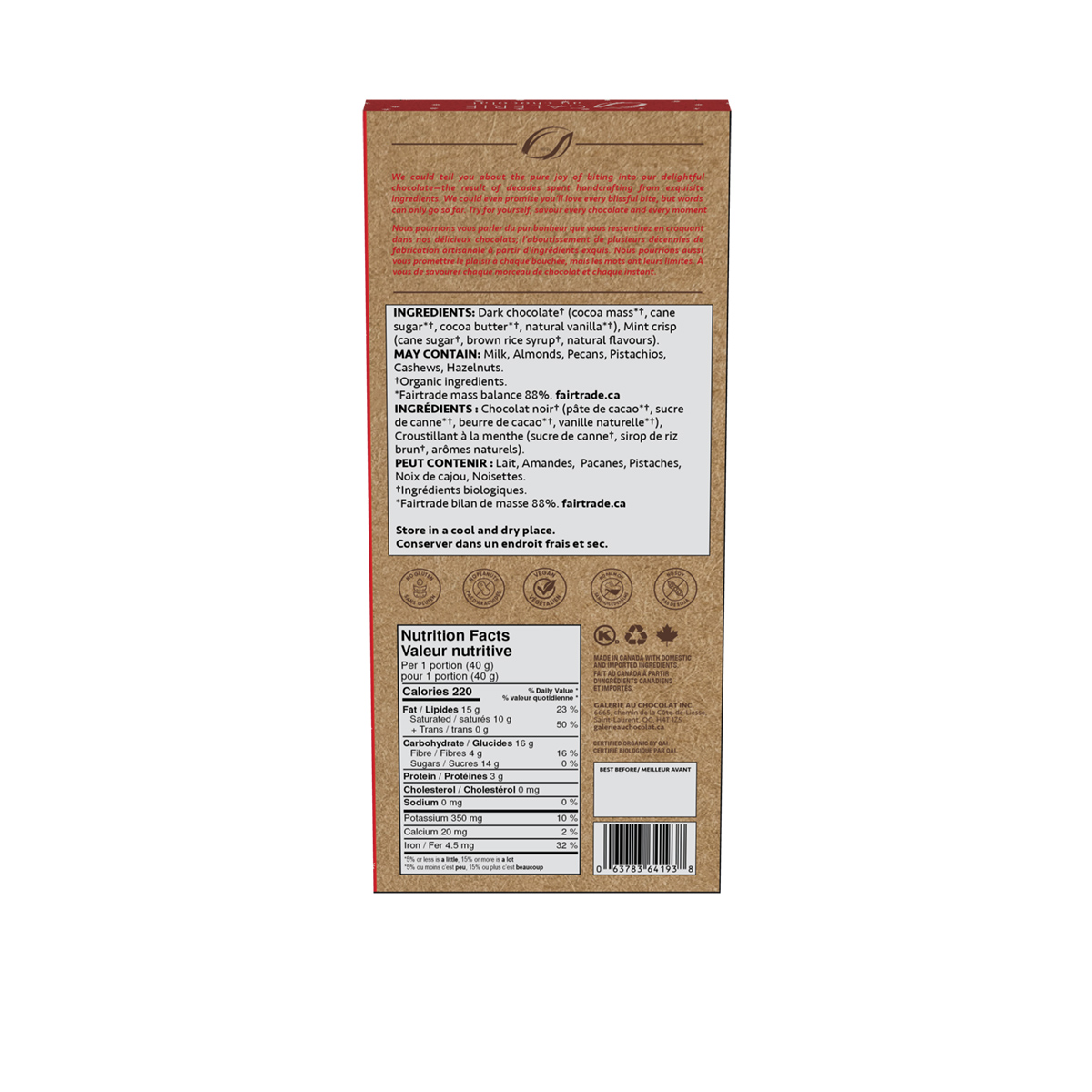 Fairtrade - Chocolat noir (bonhomme de pain d'épices)