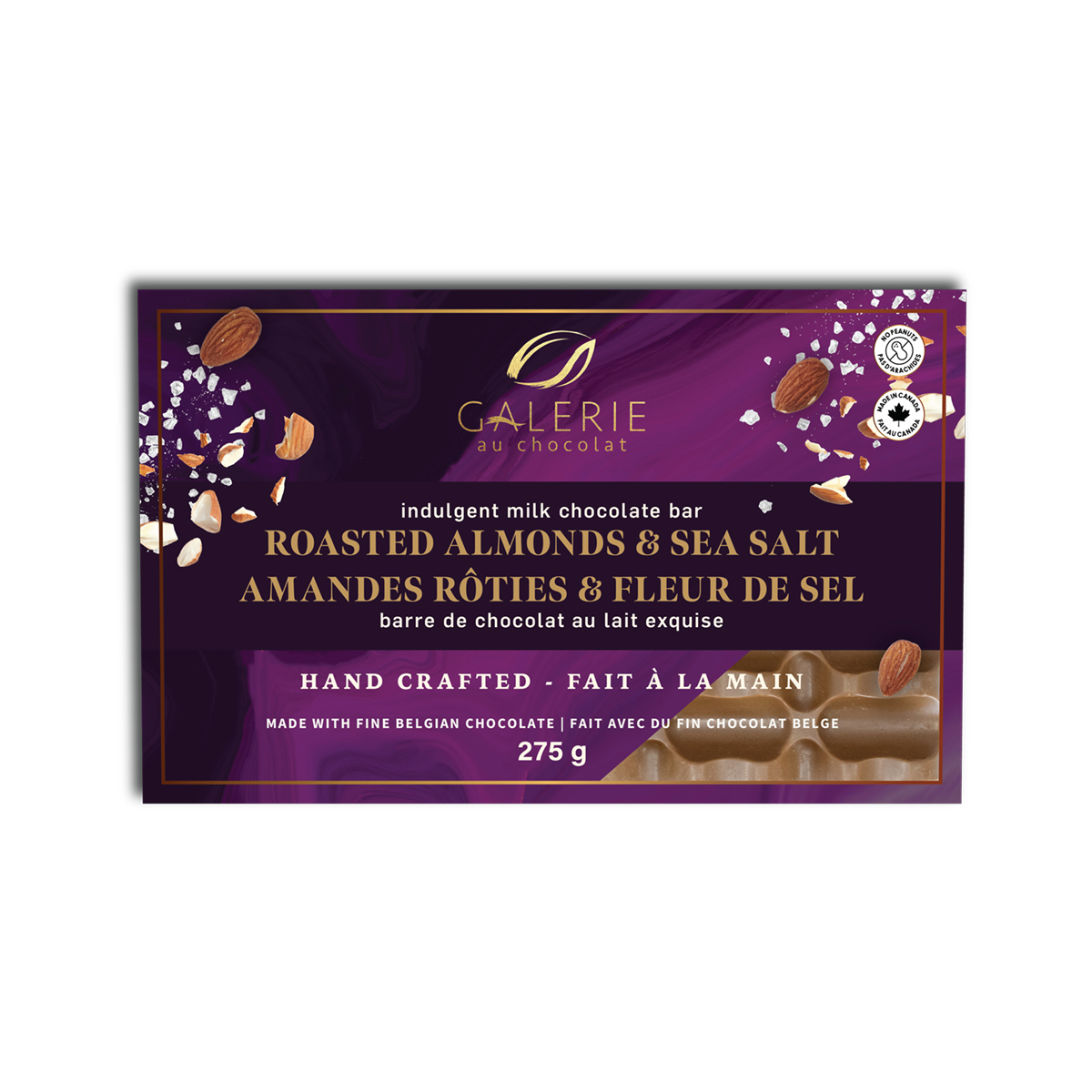 Chocolat au lait Amandes grillées et fleur de sel - 275 g